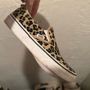 Cheetah print W8.5 slip on vans